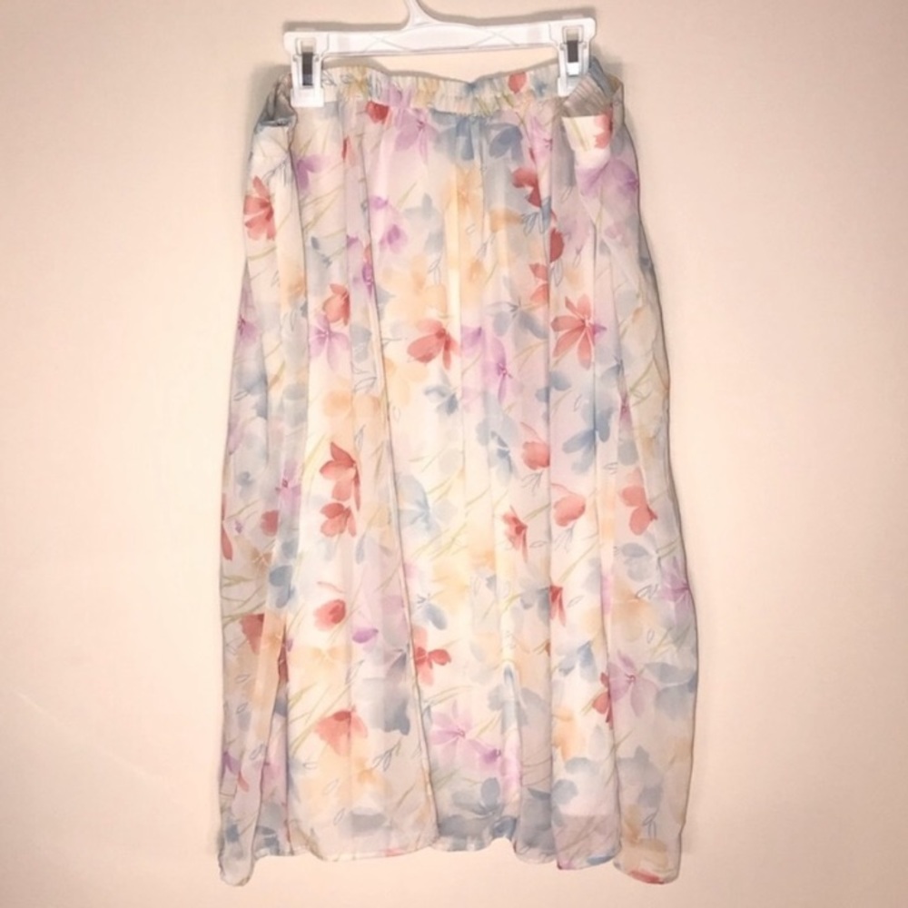 Leslie Fay floral pattern midi skirt 22WP